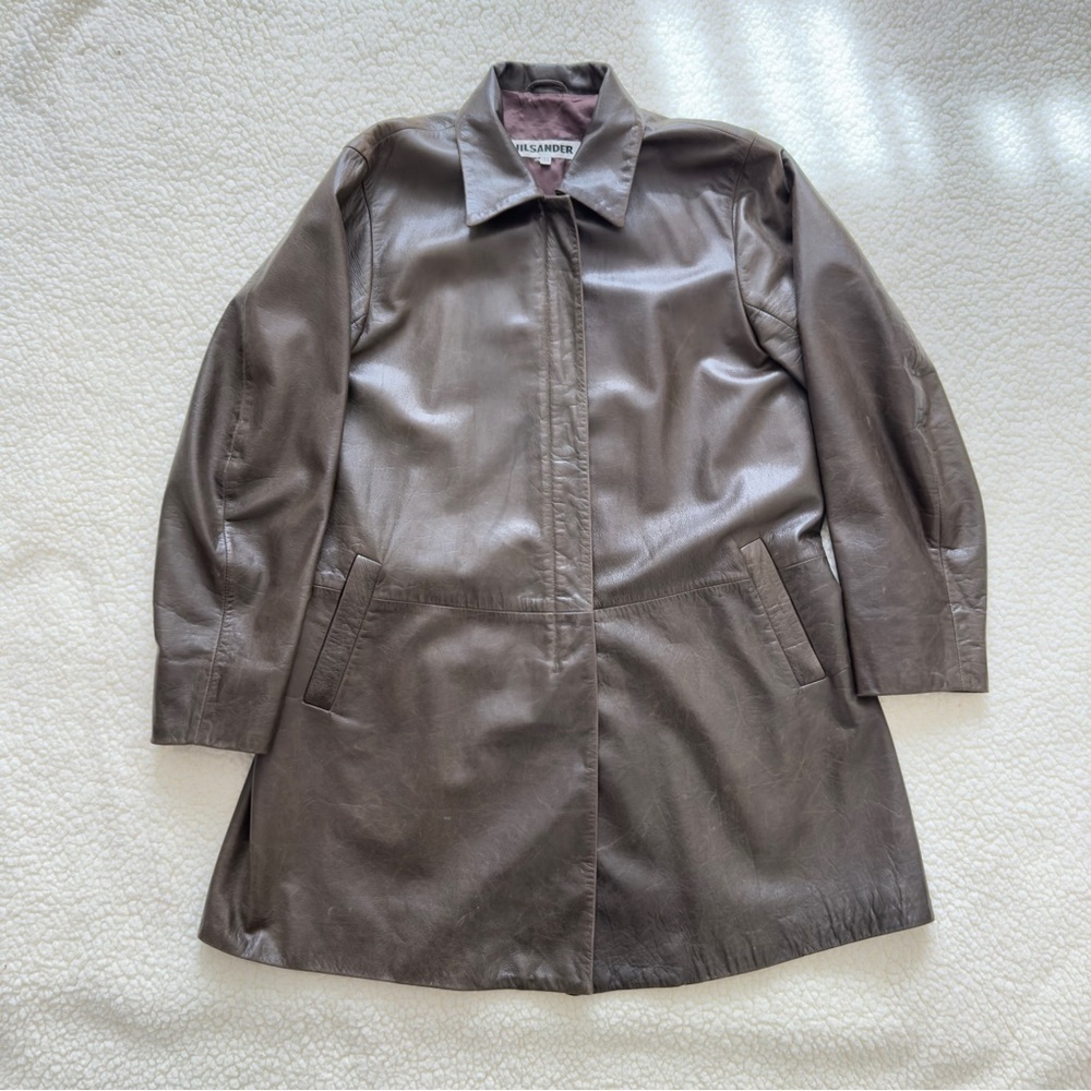 Vintage 90’s Jil Sander Brown Leather Jacket - Picture 3 of 13